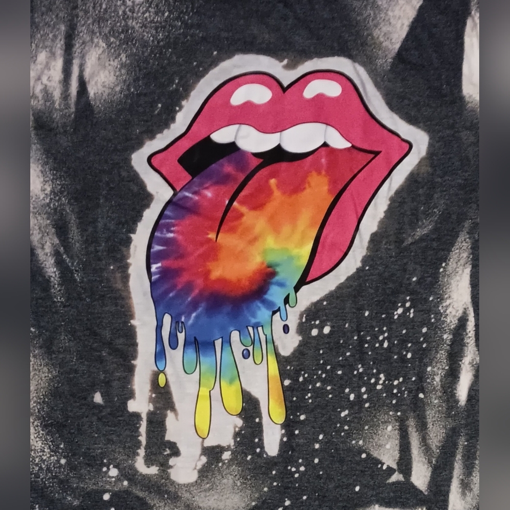 Rolling Stones Lips Rainbow Tougue x Tasties t-shirt tie dye guitar rock